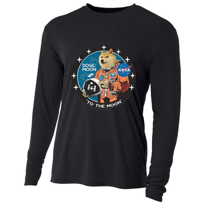 Dogecoin To The Moon Astronaut Cooling Performance Long Sleeve Crew