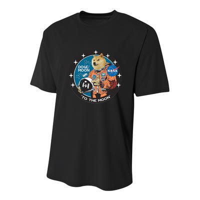 Dogecoin To The Moon Astronaut Youth Performance Sprint T-Shirt