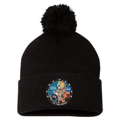 Dogecoin To The Moon Astronaut Pom Pom 12in Knit Beanie