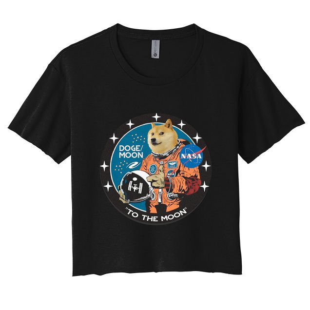 Dogecoin To The Moon Astronaut Women's Crop Top Tee