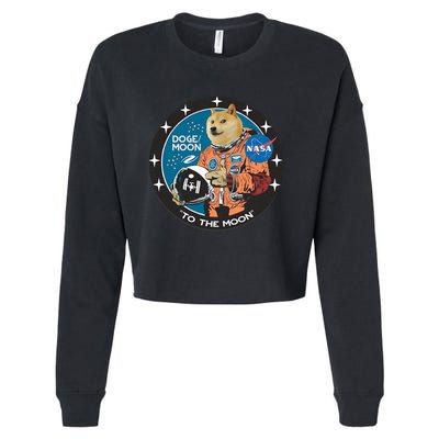 Dogecoin To The Moon Astronaut Cropped Pullover Crew