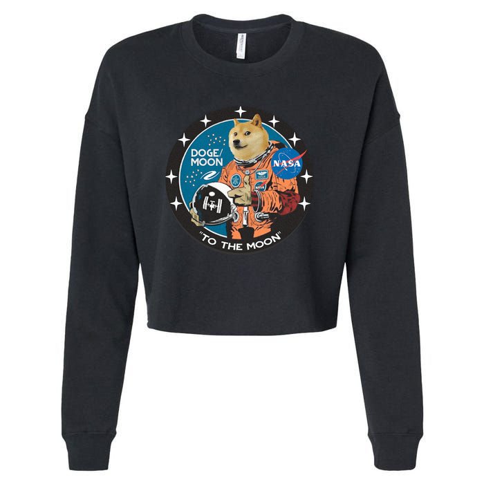 Dogecoin To The Moon Astronaut Cropped Pullover Crew