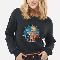 Dogecoin To The Moon Astronaut Cropped Pullover Crew