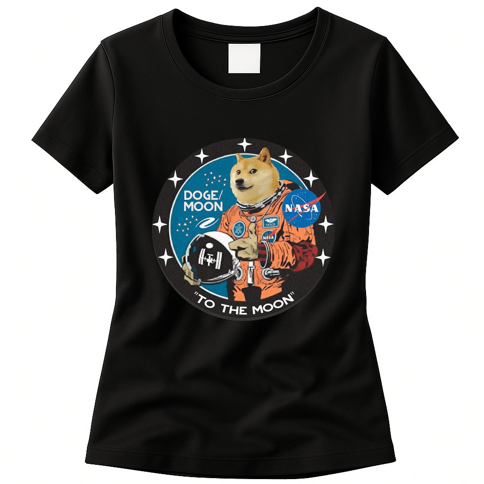 Dogecoin To The Moon Astronaut Womens T-Shirt