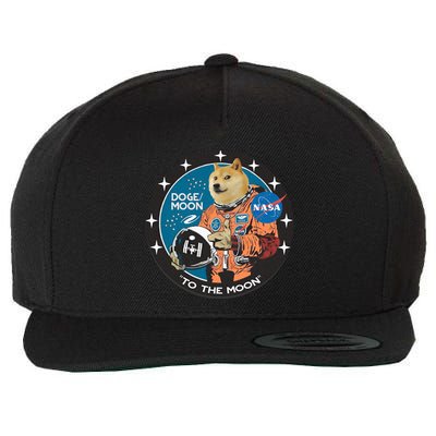 Dogecoin To The Moon Astronaut Wool Snapback Cap