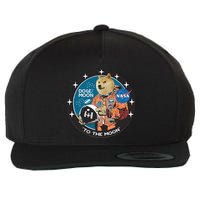 Dogecoin To The Moon Astronaut Wool Snapback Cap