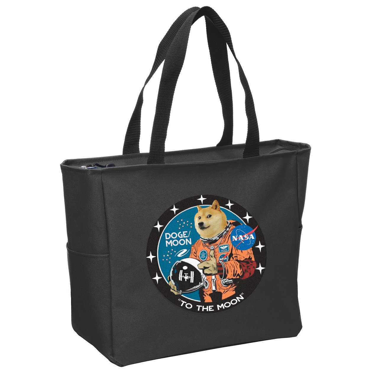 Dogecoin To The Moon Astronaut Zip Tote Bag