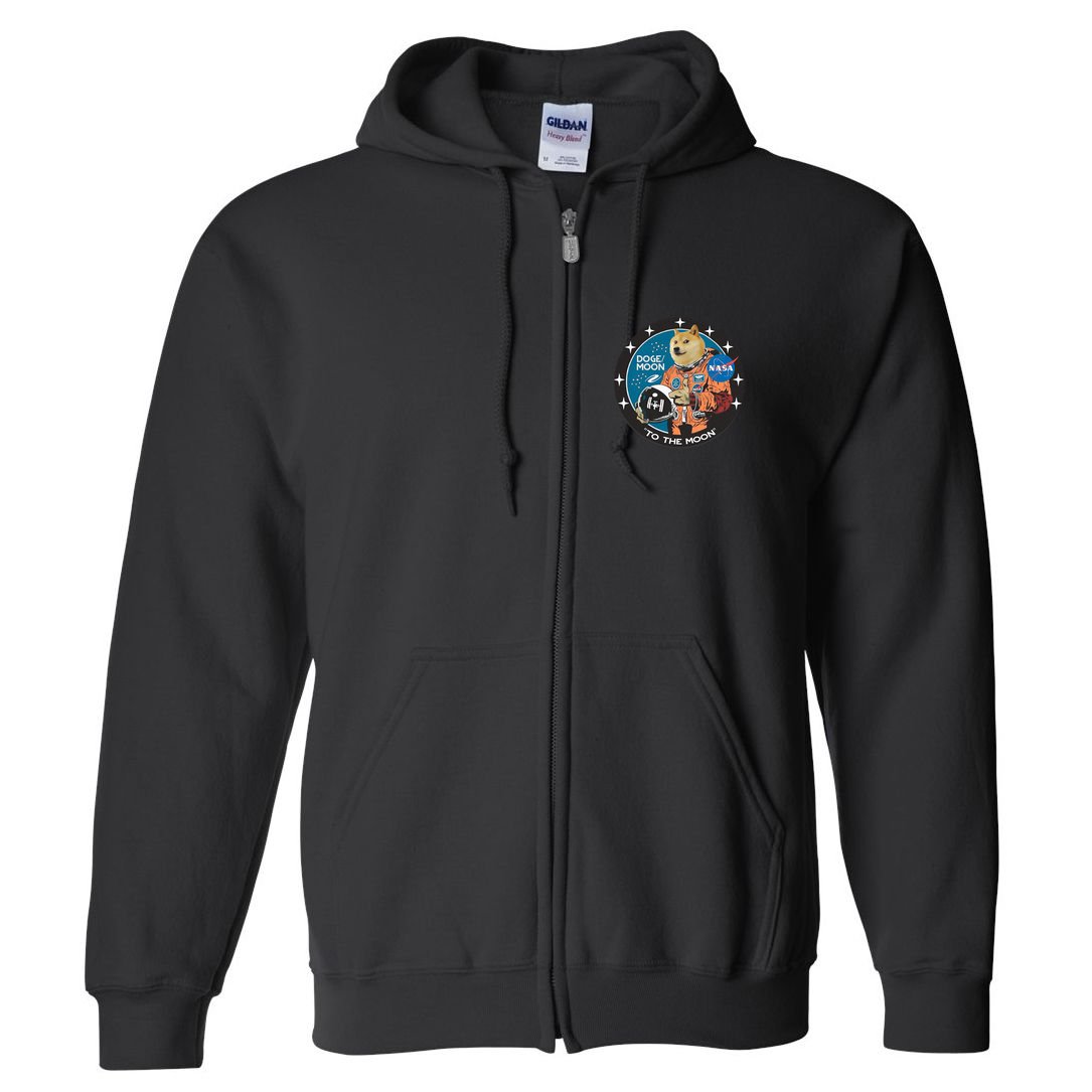 Dogecoin To The Moon Astronaut Full Zip Hoodie