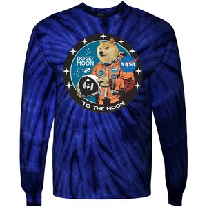 Dogecoin To The Moon Astronaut Tie-Dye Long Sleeve Shirt