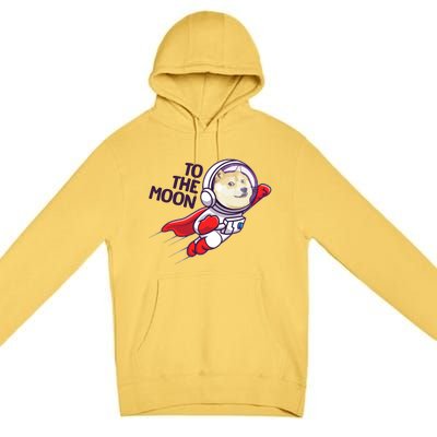 Dogecoin To The Moon Coin Crypto Currency Super Astronaut Premium Pullover Hoodie