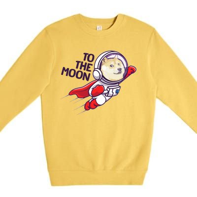 Dogecoin To The Moon Coin Crypto Currency Super Astronaut Premium Crewneck Sweatshirt