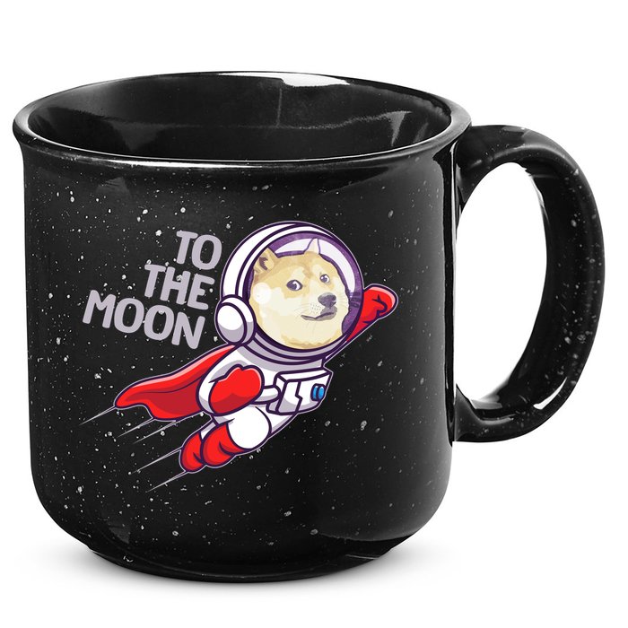 Dogecoin To The Moon Coin Crypto Currency Super Astronaut 15oz Campfire Ceramic Mug