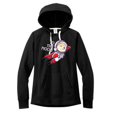 Dogecoin To The Moon Coin Crypto Currency Super Astronaut Women's Fleece Hoodie