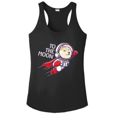 Dogecoin To The Moon Coin Crypto Currency Super Astronaut Ladies PosiCharge Competitor Racerback Tank