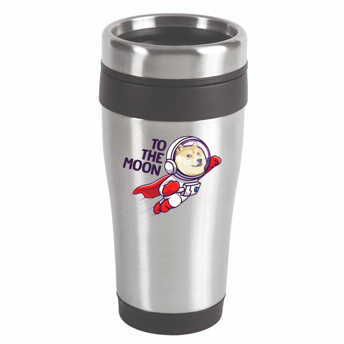 Dogecoin To The Moon Coin Crypto Currency Super Astronaut 16oz Travel Tumbler