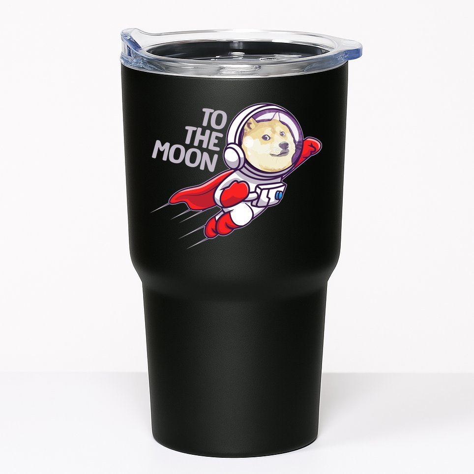 Dogecoin To The Moon Coin Crypto Currency Super Astronaut Tumbler