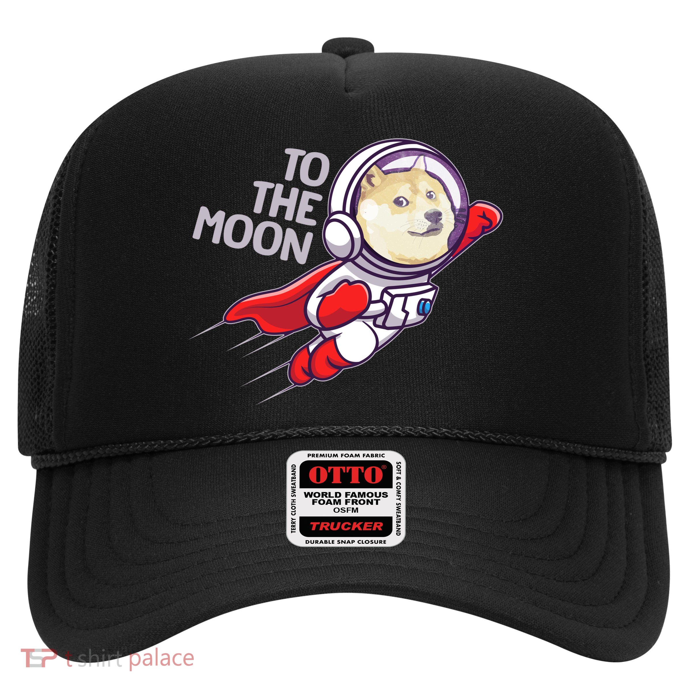 Dogecoin To The Moon Coin Crypto Currency Super Astronaut Trucker Hat