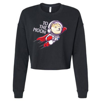 Dogecoin To The Moon Coin Crypto Currency Super Astronaut Cropped Pullover Crew