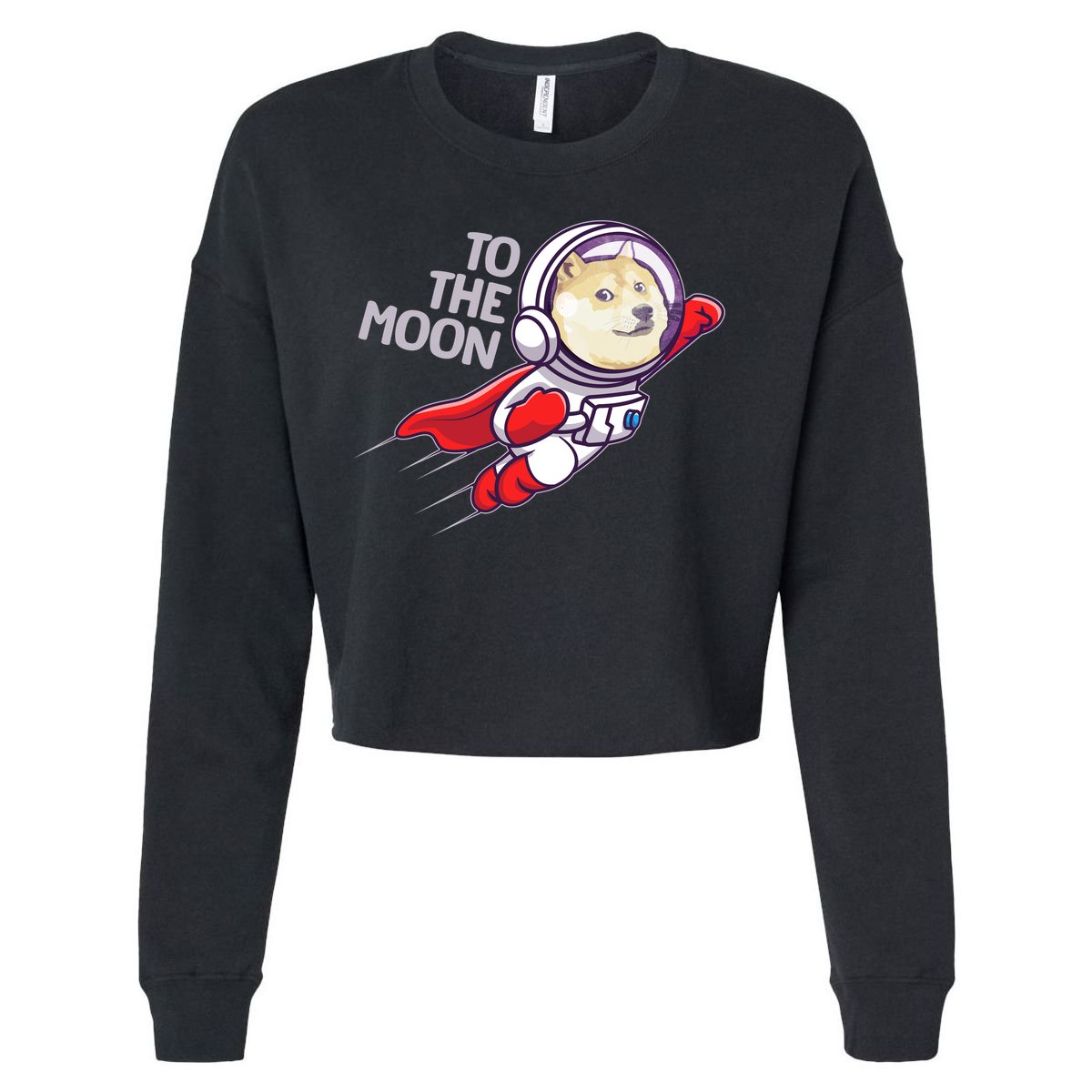 Dogecoin To The Moon Coin Crypto Currency Super Astronaut Cropped Pullover Crew