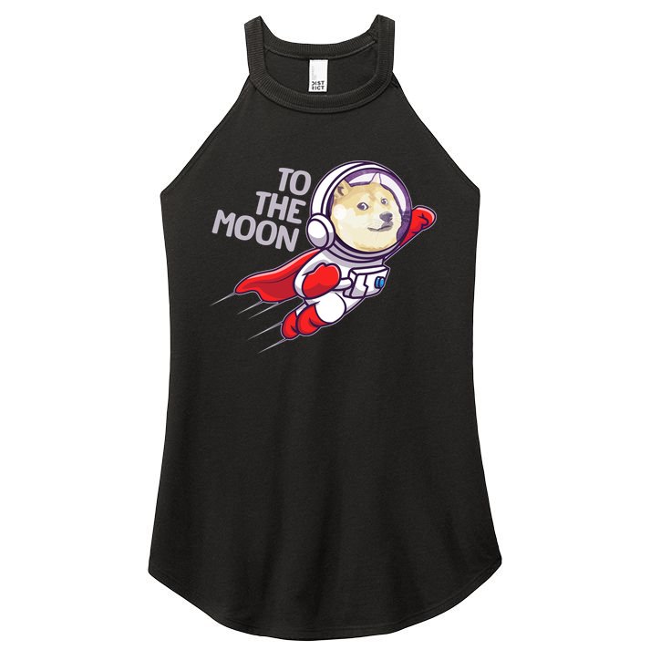 Dogecoin To The Moon Coin Crypto Currency Super Astronaut Women's Perfect Tri Rocker Tank