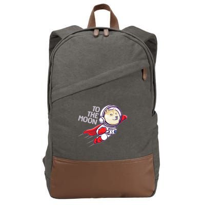 Dogecoin To The Moon Coin Crypto Currency Super Astronaut Cotton Canvas Backpack