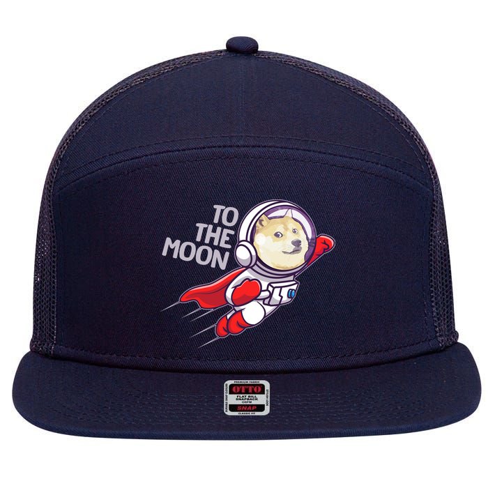 Dogecoin To The Moon Coin Crypto Currency Super Astronaut 7 Panel Mesh Trucker Snapback Hat