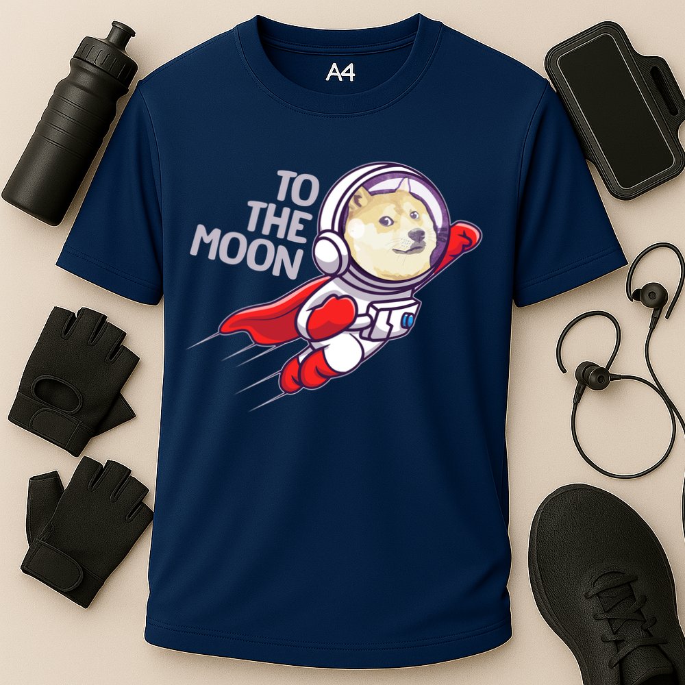 Dogecoin To The Moon Coin Crypto Currency Super Astronaut Performance Shirt