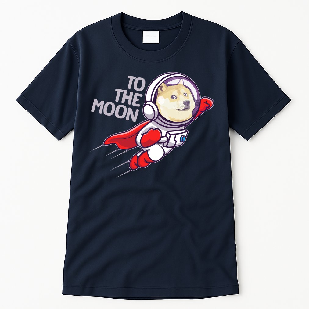 Dogecoin To The Moon Coin Crypto Currency Super Astronaut Tall T-Shirt