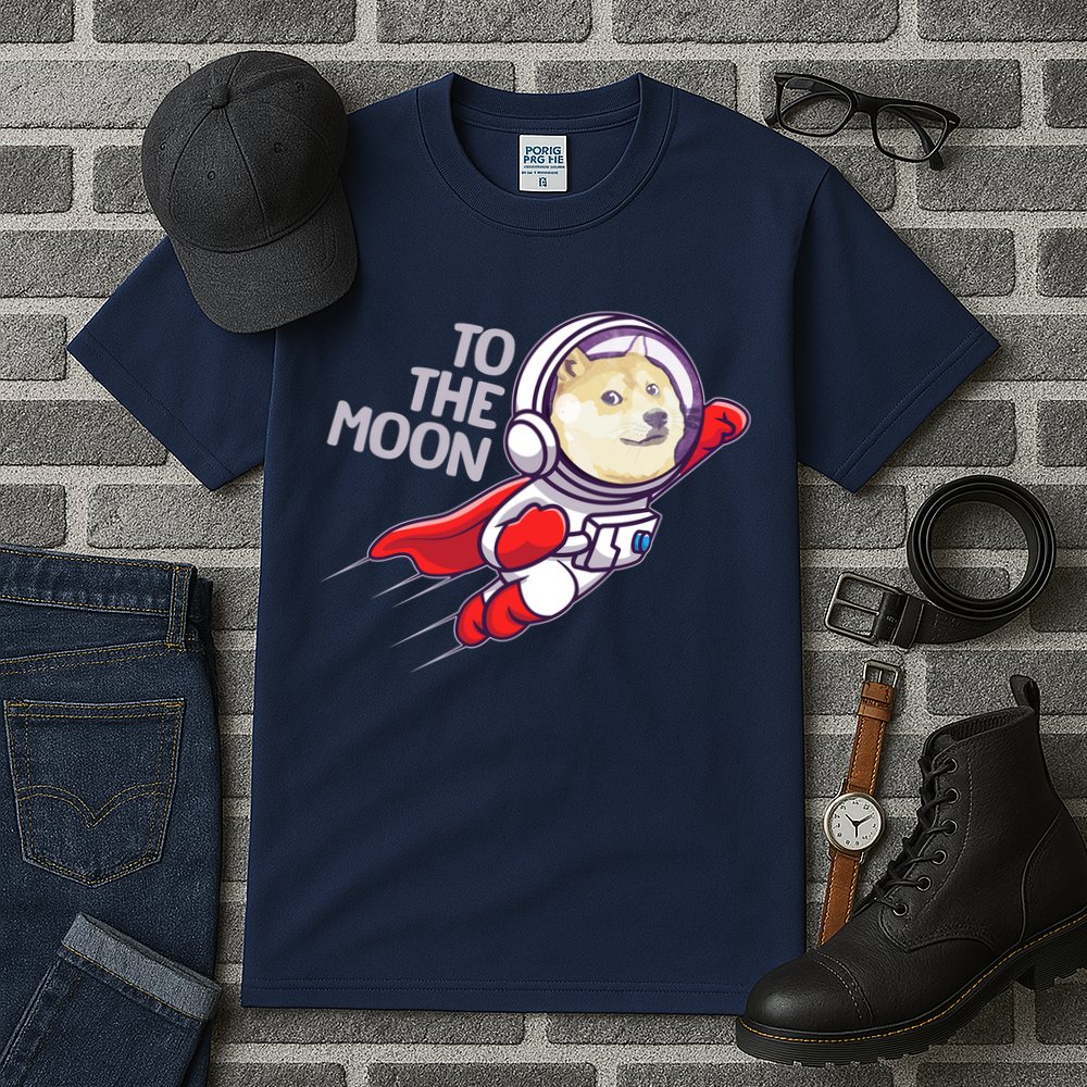 Dogecoin To The Moon Coin Crypto Currency Super Astronaut Tall T-Shirt