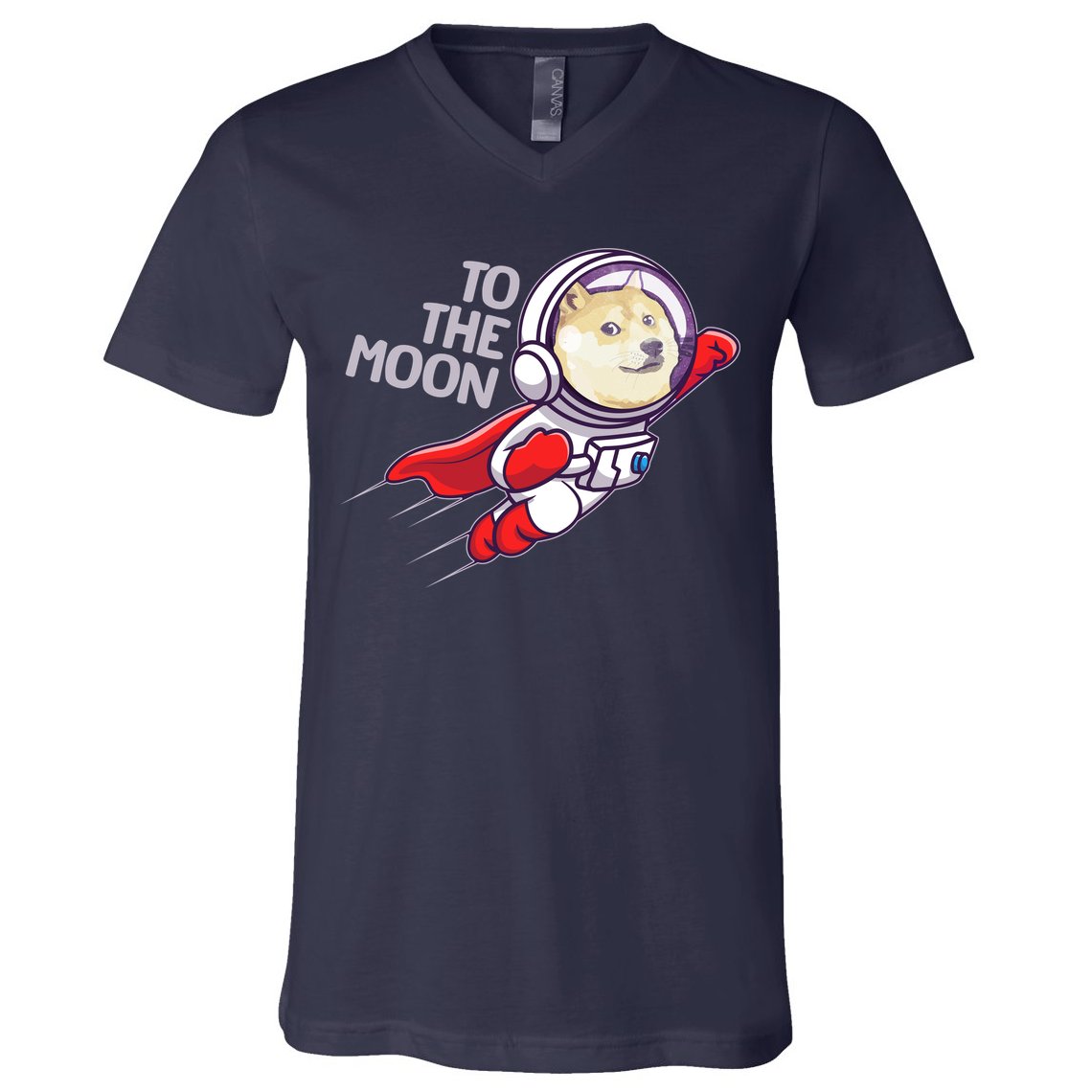 Dogecoin To The Moon Coin Crypto Currency Super Astronaut V-Neck T-Shirt