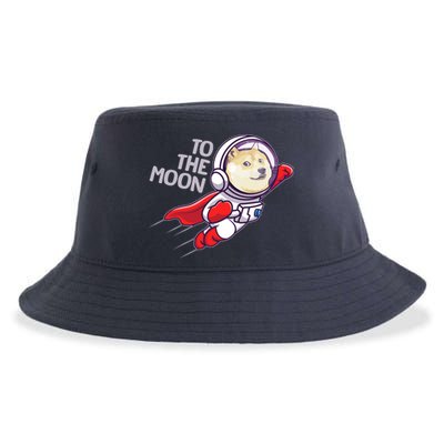 Dogecoin To The Moon Coin Crypto Currency Super Astronaut Sustainable Bucket Hat