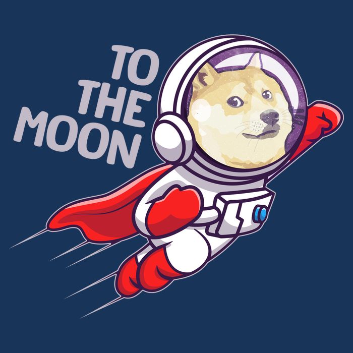 Dogecoin To The Moon Coin Crypto Currency Super Astronaut Drawstring Bag