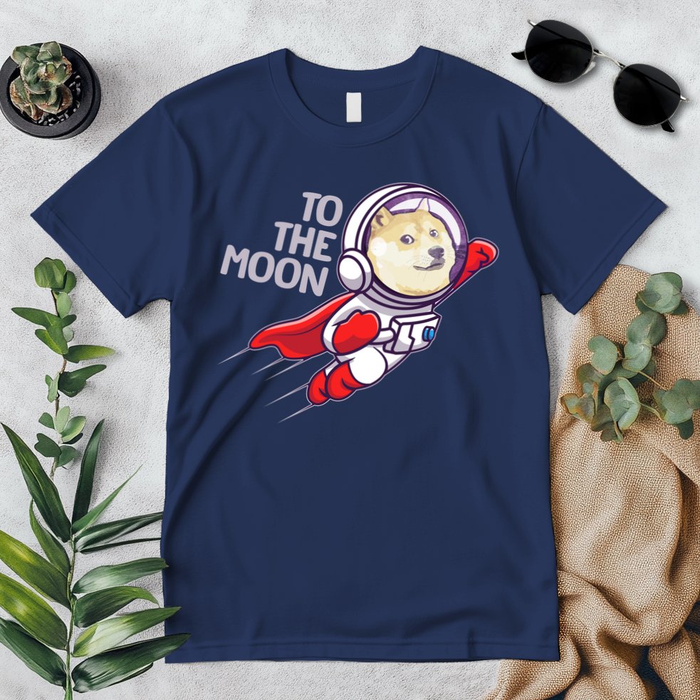 Dogecoin To The Moon Coin Crypto Currency Super Astronaut Premium T-Shirt