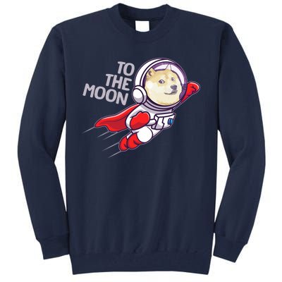 Dogecoin To The Moon Coin Crypto Currency Super Astronaut Tall Sweatshirt