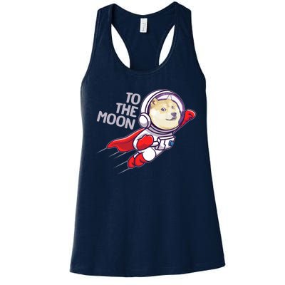 Dogecoin To The Moon Coin Crypto Currency Super Astronaut Women's Racerback Tank