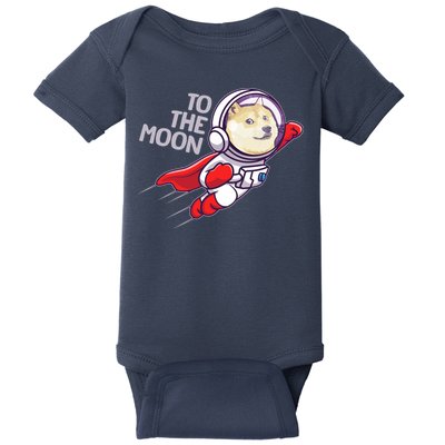 Dogecoin To The Moon Coin Crypto Currency Super Astronaut Baby Bodysuit