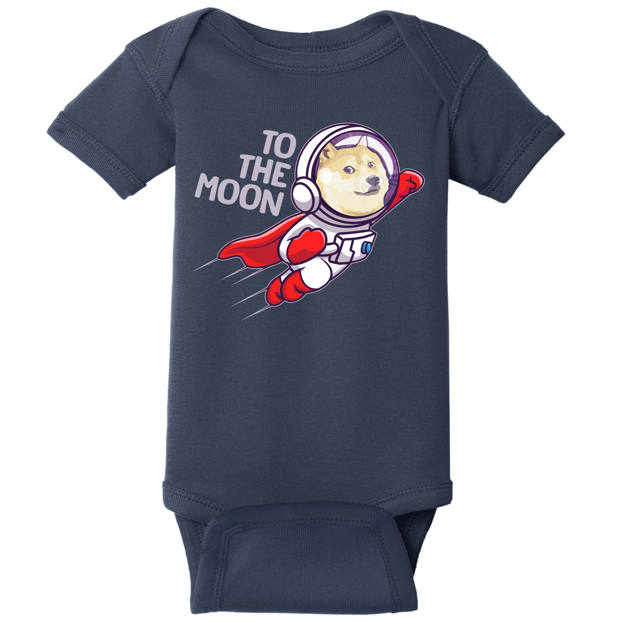 Dogecoin To The Moon Coin Crypto Currency Super Astronaut Baby Bodysuit