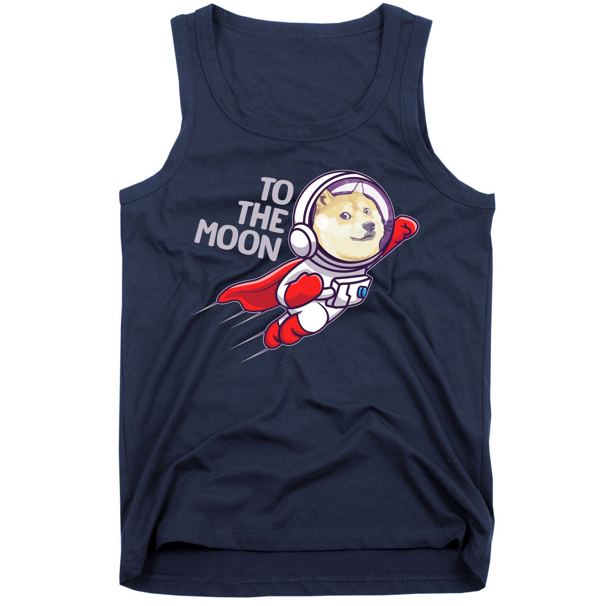 Dogecoin To The Moon Coin Crypto Currency Super Astronaut Tank Top