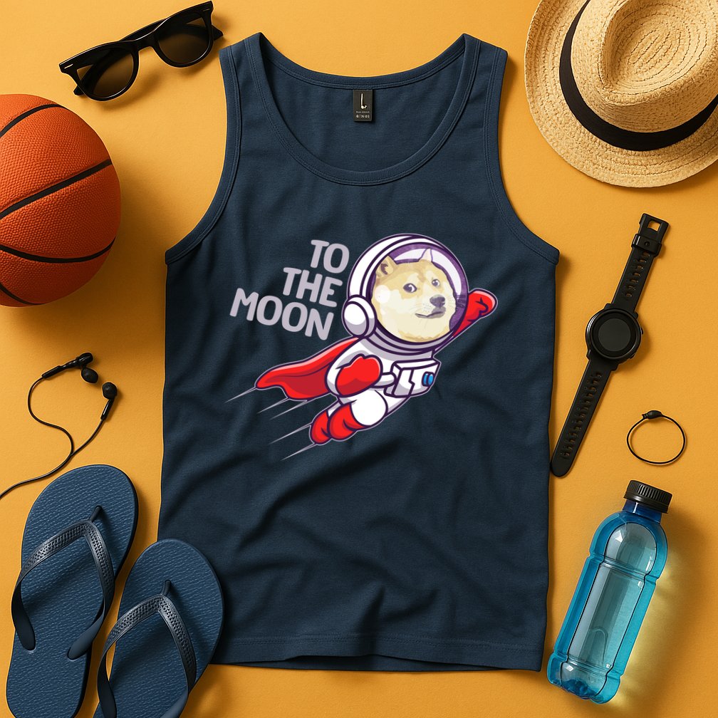 Dogecoin To The Moon Coin Crypto Currency Super Astronaut Tank Top