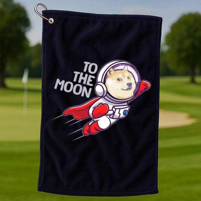 Dogecoin To The Moon Coin Crypto Currency Super Astronaut Golf Towel