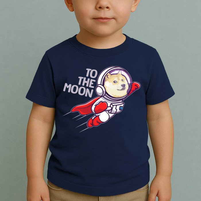 Dogecoin To The Moon Coin Crypto Currency Super Astronaut Toddler T-Shirt