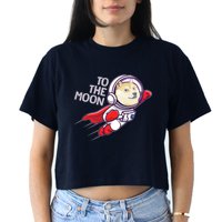 Dogecoin To The Moon Coin Crypto Currency Super Astronaut Crop Top