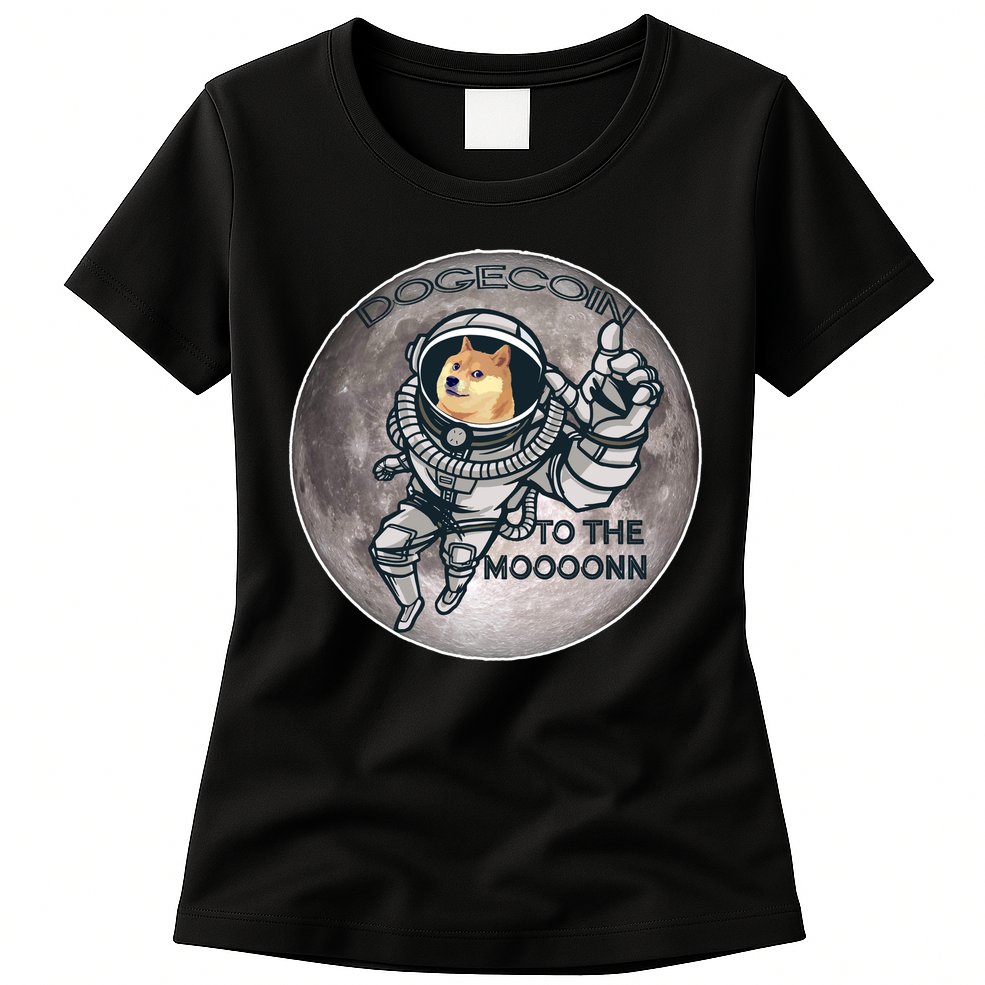 Dogecoin To the Moon Doge Womens T-Shirt