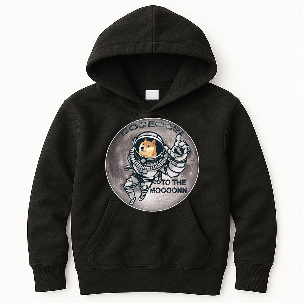 Dogecoin To the Moon Doge Kids Hoodie