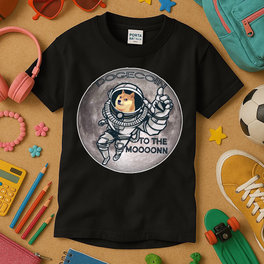 Dogecoin To the Moon Doge Kids T-Shirt