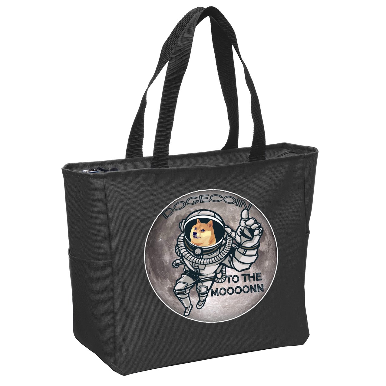 Dogecoin To the Moon Doge Zip Tote Bag