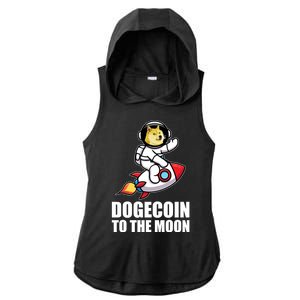 DogeCoin To The Moon Doge Crypto Ladies PosiCharge Tri-Blend Wicking Draft Hoodie Tank