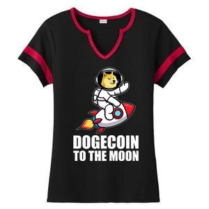 DogeCoin To The Moon Doge Crypto Ladies Halftime Notch Neck Tee