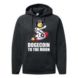 DogeCoin To The Moon Doge Crypto Performance Fleece Hoodie