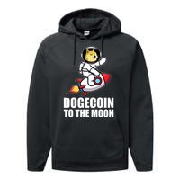 DogeCoin To The Moon Doge Crypto Performance Fleece Hoodie